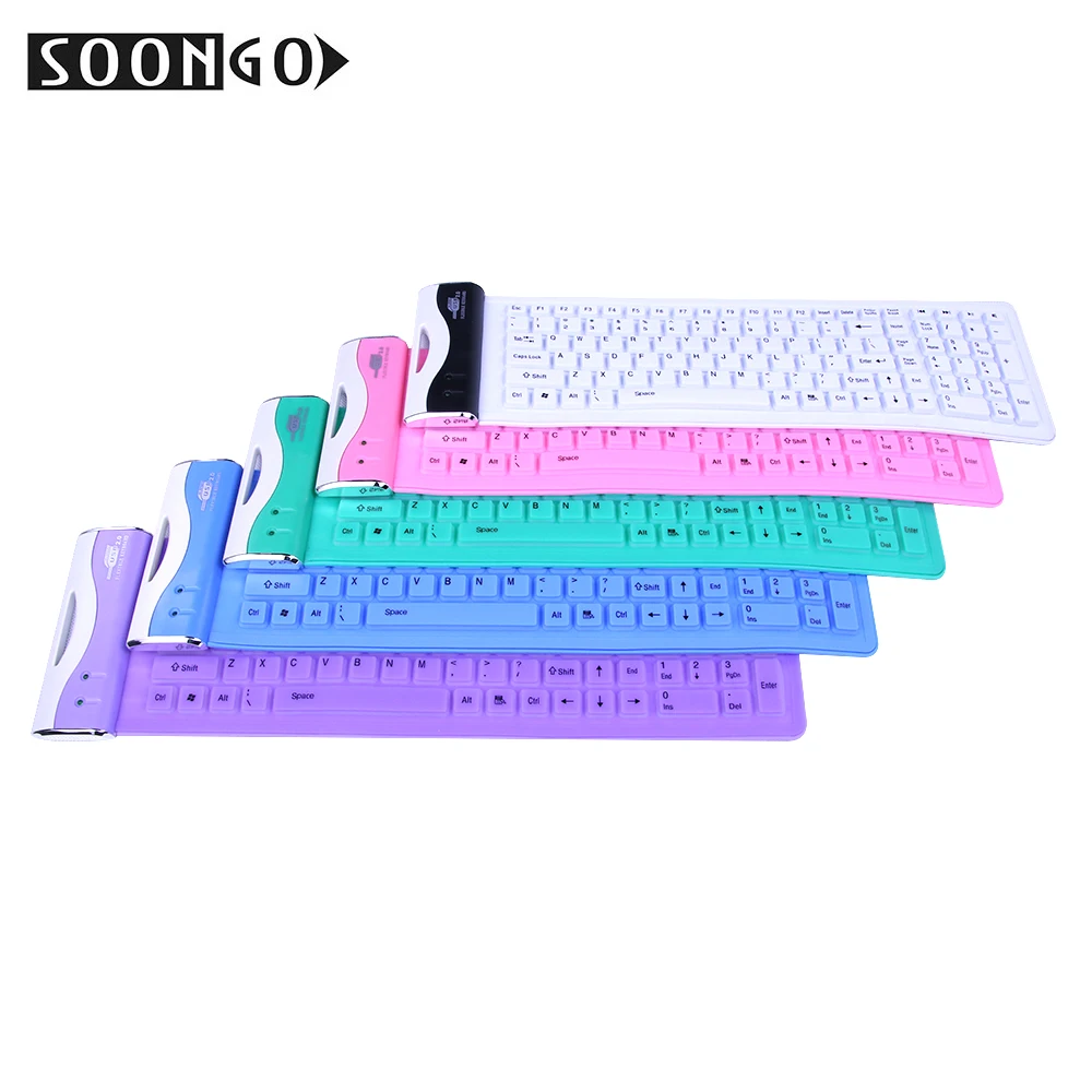 Mini Silicone Soft Keyboard Slim Folding Wired Flexible USB Roll-up Collapsible Teclado Clavier Gamer PC Tablet Laptop Portable