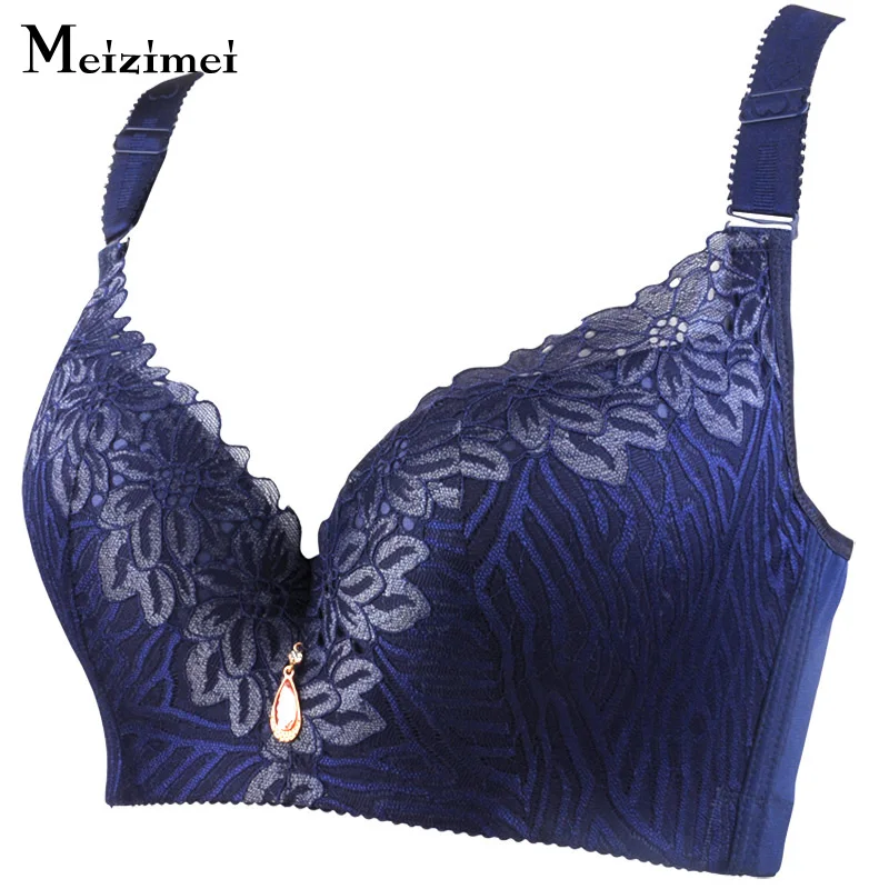 

Meizimei sexy lingerie bras for women plus size super push up crop top bh deep V lace fashionable bralette CD cup 40 90 44 100 46 105 underwire minimizer large cup thin sponge floral big size gather lady girl underwire