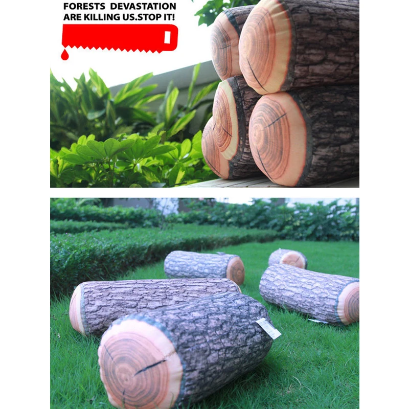 L089-Creative Exotic Flower Simulation Tree Stump Wood Pillow Housde Decorative Car Personality Hold Pillow Seat Cushion (6)