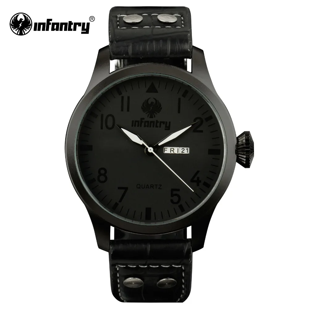 

INFANTRY Military Watch Men Black Pilot Mens Watches Top Brand Luxury 2018 Leather Watch Army Date Day Fashion Relogio Masculino