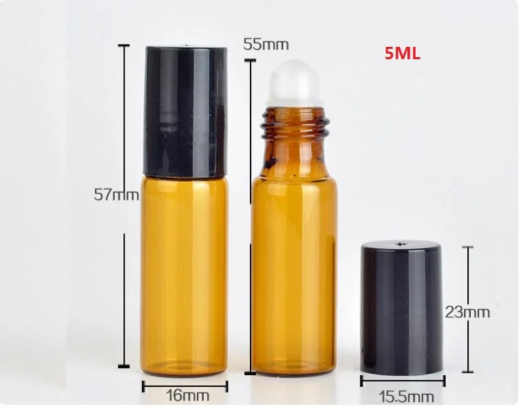 3 мл 5 мл 10 мл Amber Стекло ролика Бутылка черный Кепки эфирное масло Roll на бутылки Духи образец флакон косметика упаковки, 50 шт./лот