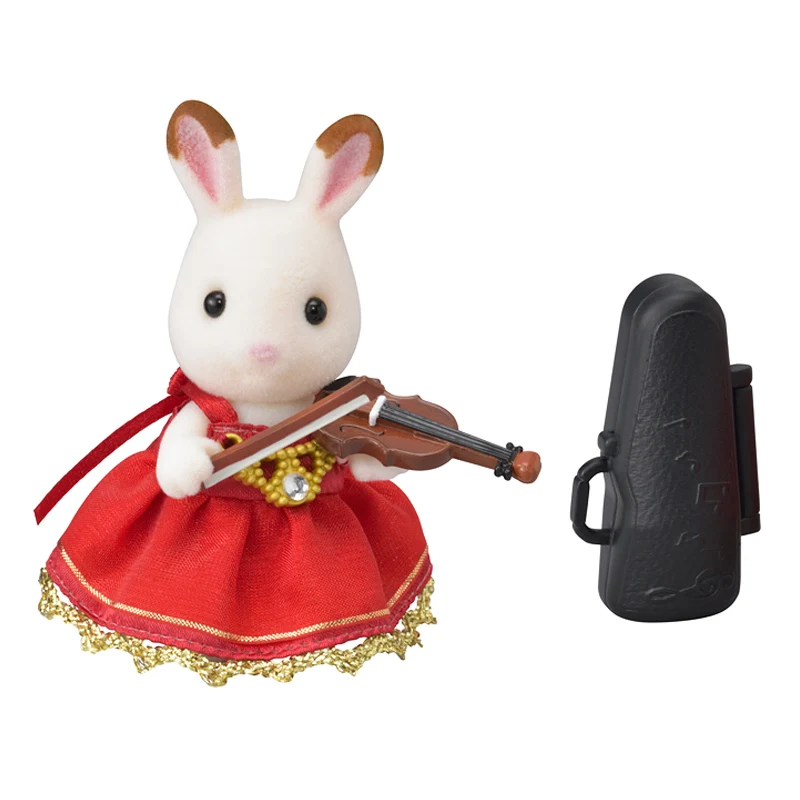 Sylvanian Families пушистый кукольный домик, фигурка шоколадного кролика, сестры и скрипки, игровой набор для девочек, детский подарок#6009 Новинка