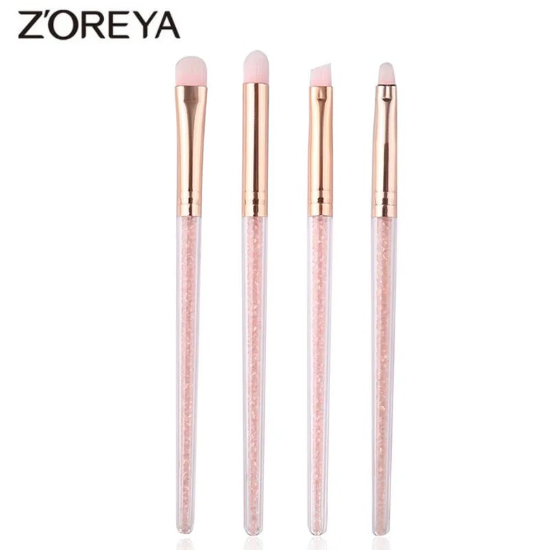 

ZOREYA 4Pcs Pink Glitter Crystal Makeup Brush Set Eyebrow Eyeshadow Concealer Lip Brush Makeup Brushes Tools Pincel Maquiagem