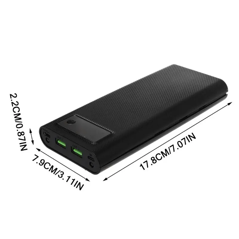 Двойной USB QC 3,0 type C зарядное устройство для мобильного телефона 8x18650 аккумулятор банк питания коробка DIY Корпус чехол светодиодный светильник зарядное устройство