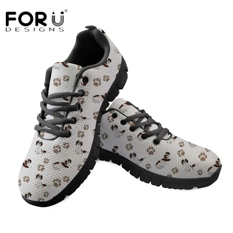 FORUDESIGNS Black Shoes Women Saint Bernard Print Flats Shoes Sneakers for Ladies Lace-up Casual Female Shoes Flat Zapatos Mujer FORUDESIGNS Black Shoes Women Saint Bernard Print Flats Shoes Sneakers for Ladies Lace-up Casual Female Shoes Flat Zapatos Mujer