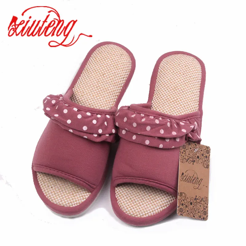 Xiuteng Women Summer Sandals Hemp Soft Slippers Lace Decoration