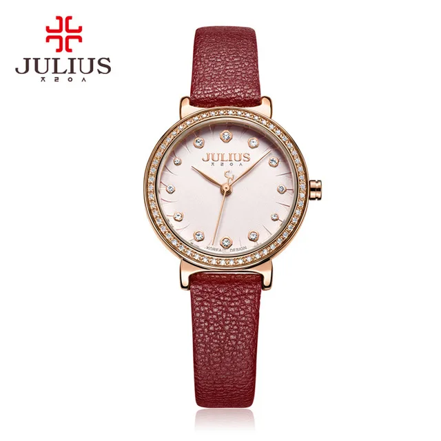 

Julius Ladies Fashion Quartz Watch Women Bracelet Clasp Casual Dress Leather Wristwatch Japan Quartz Birthday Gift JA-965