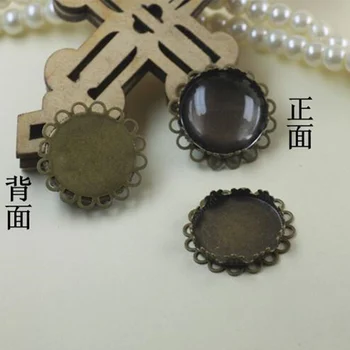 

20PCS/lot Copper Antique Bronze Crown Blank Tray + 20mm Glass Cameo Jewelry Accessory Findings C126