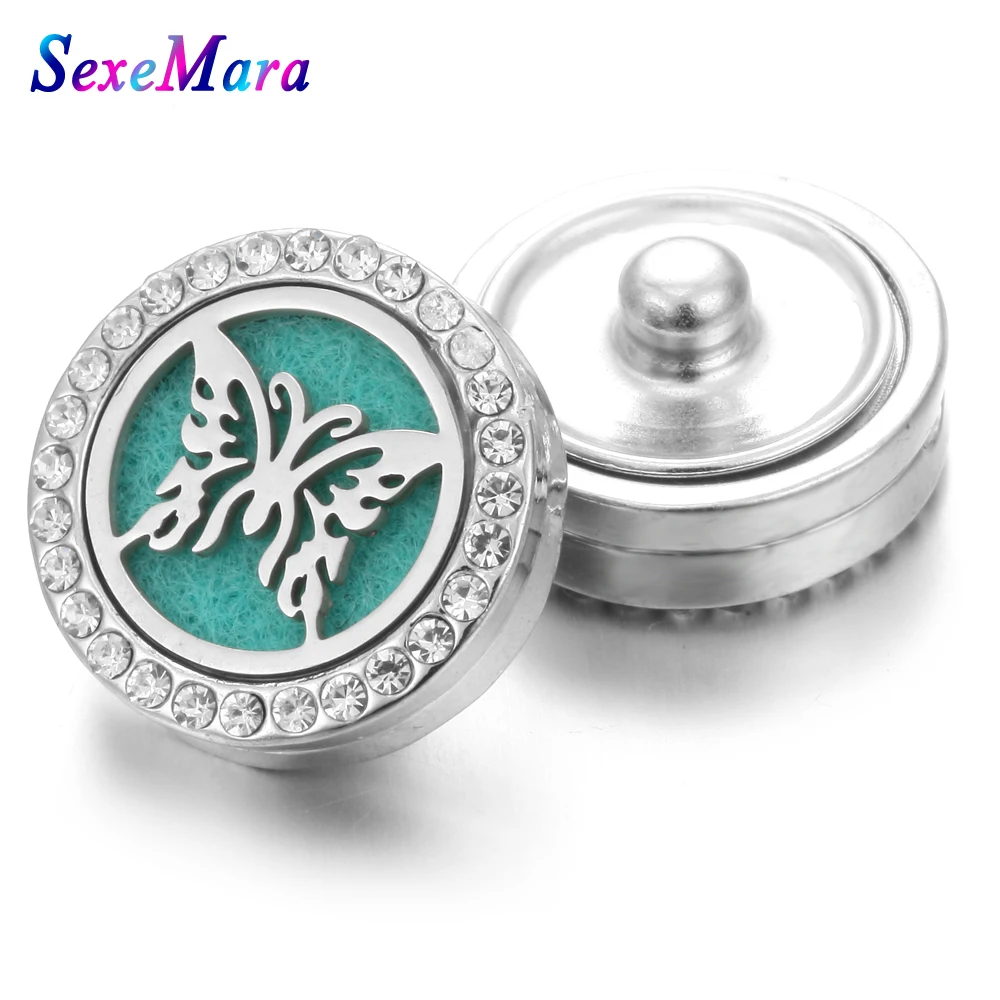 

Aromatherapy Jewlery Butterfly 18mm Snap Button Essential Oil Diffuser Bracelet Yoga Strand button Jewelry