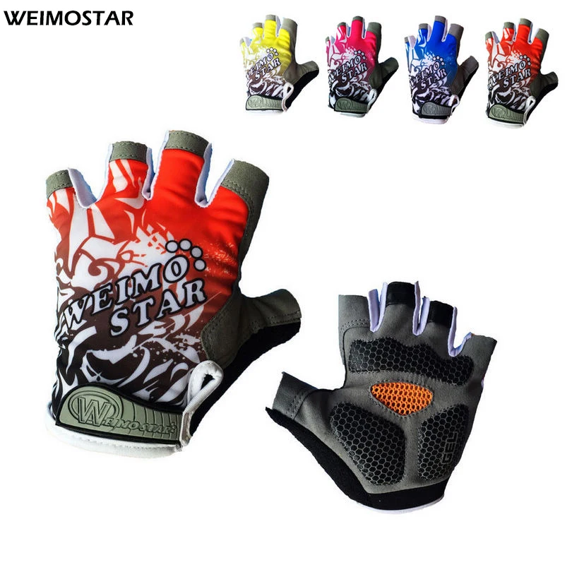 فريق weimostar outdoor ciclismo الدراجة الرياضية gel الدراجات نصف اصبع قفازات دراجة تنفس 4-Colors