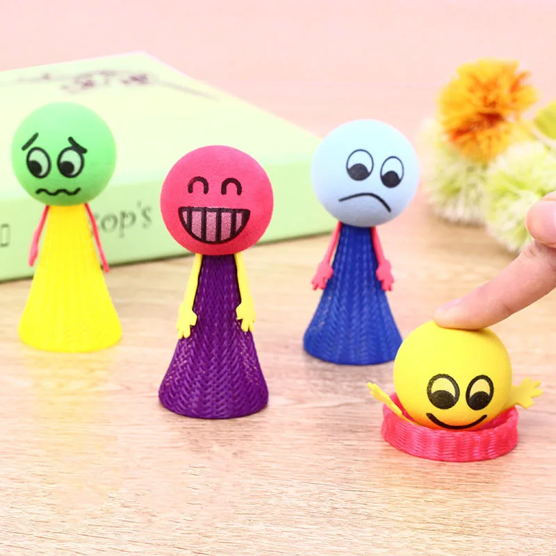 

5 Pcs/set Kawaii Bounce Ball Toys Funny Hip Hop Expressions Push&Down Elf Villain Doll Children Educational kids toy Game Gifts