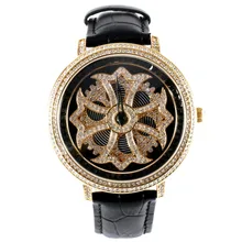 MATISSE Fashion Lady Full Crystal Rotatable Dial Buiness Quartz Watch Wristwatch – Black