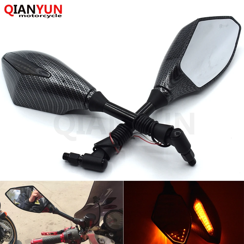 

Universal 10 mm motorcycle LED turn signal rear view mirror side mirror for Kawasaki ZX7R ZX7RR ZX9 ZX1100 ZX-11 ZRX1100 ZRX1200
