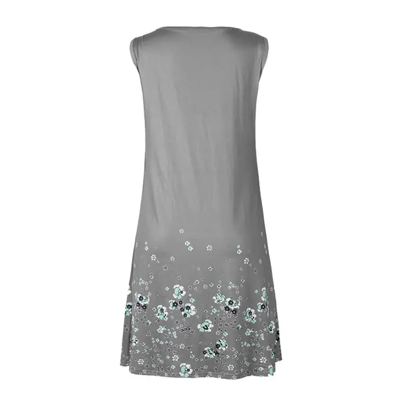 2018 Summer Women'S Casual Beach Dress Printing Floral Female Sexy Sleeveless Shirt Dress Robe Femme Black Plus Size Clothes (50)