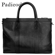 Padieoe New Arrival Luxury Men’s Portfolio Top Genuine Cow Leather Briefcase for Men Large Capacity Men’s Tote Bag Laptop Bag