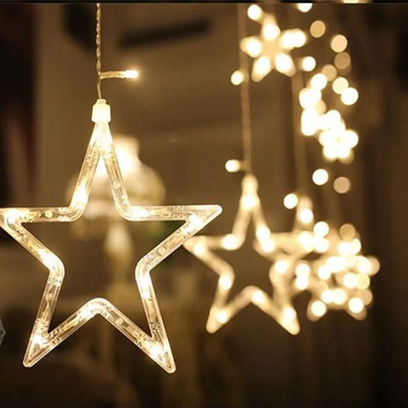 Звезда Строка 2,5 м 138 светодиодные фонари рождественские китайские фонарики гирлянды под занавес для свадьбы дома украшение для вечеринки
