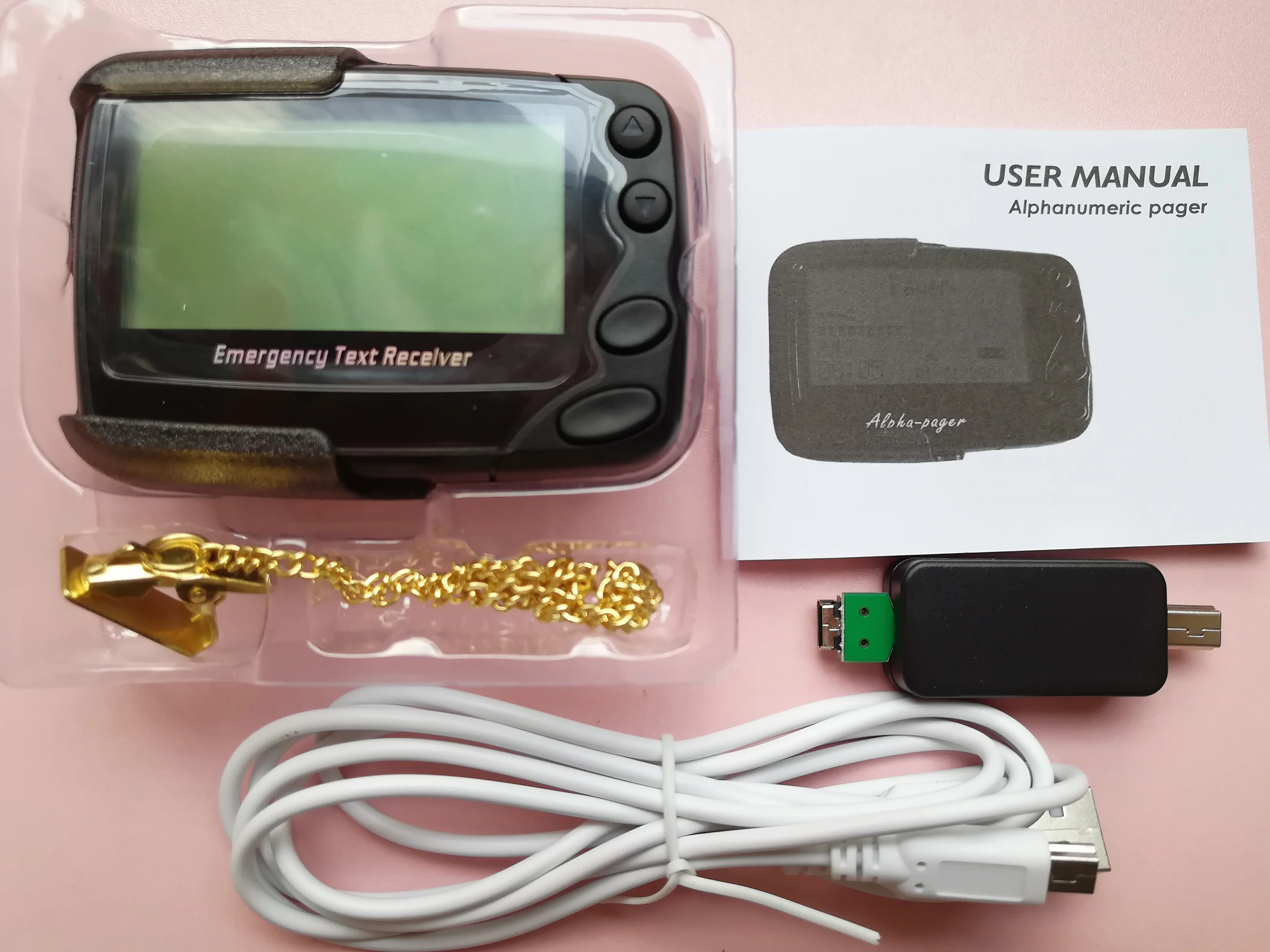 

Programmable Alphanumeric Pager POCSAG Pager Emergency text Receiver and Cable