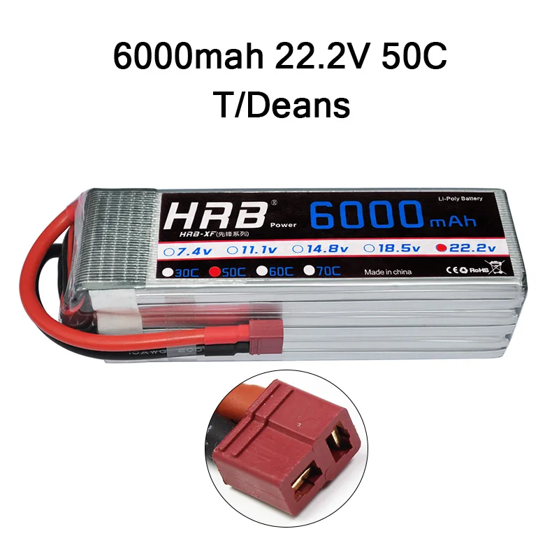 Hrb RC Lipo 1 S 2 S 3 S 4S 5S 3,7 V 7,4 V 11,1 V 14,8 V 18,5 V Батарея 1500 mah 2200 mah 3300 mah 4200 mah 5000 mah 5200 mah 6000 mah 10000 mah - Цвет: 6S 6000mah 50C T