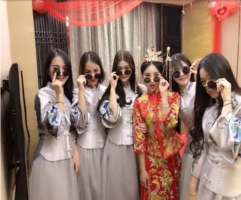 

Elegant Lady Cheongsam Suit Plus Size 3XL 4XL Vintage Chinese Bridesmaid Dress Mandarin Collar Traditional Long Qipao Vestidos