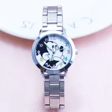 Новая мода часы Для женщин Микки Сталь мультфильм Кристаллы часы женские часы