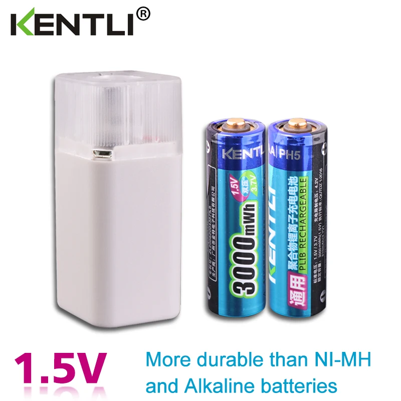 KENTLI 2 шт. 1 5 В aa 2000 мАч литий ионный аккумулятор + слота AA смарт зарядное