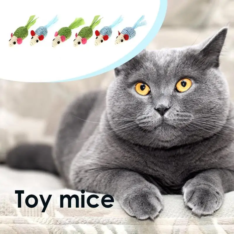 6 шт. в форме мыши сизальная Конопля перьевые игрушки в форме мыши сизальная Конопля перо игрушка для котенок интерактивный царапины - Цвет: Белый