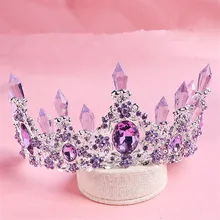 CR179 Горячие продажа Новая Мода Elegant Фиолетовый Кристалл Свадебный венец классический Золотой Диадемы для Женщин Свадебные украшения для волос аксессуары