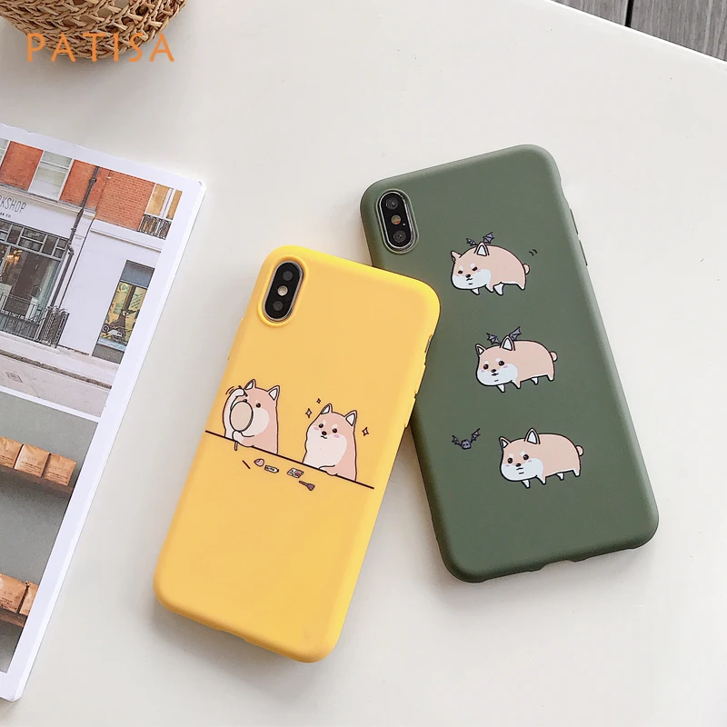 

Cartoon bat Dog Makeup Shiba Inu Phone Case For iPhone X XS Max XR Funny Pattern Cases For iPhone 8 7 6 6S Plus Soft TPU Cover
