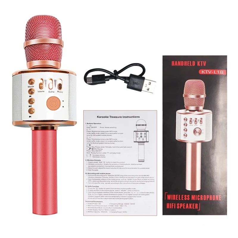 Профессиональный K38 беспроводной Bluetooth конденсаторный микрофон для записи студии караоке конференции микрофон для компьютера телефона - Цвет: Dark Red