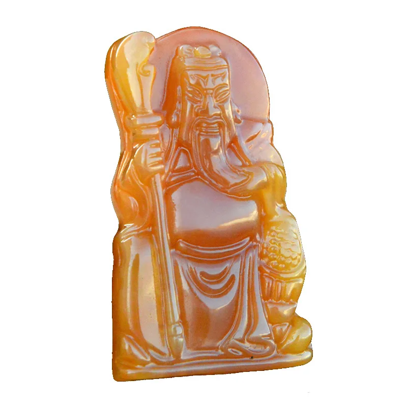 

Drop Shipping YunNan HuangLong Jade GuanYu Pendant Hand Carved Jade Stone GuanGong Necklace Lucky Amulet Fine Jewelry With Chain