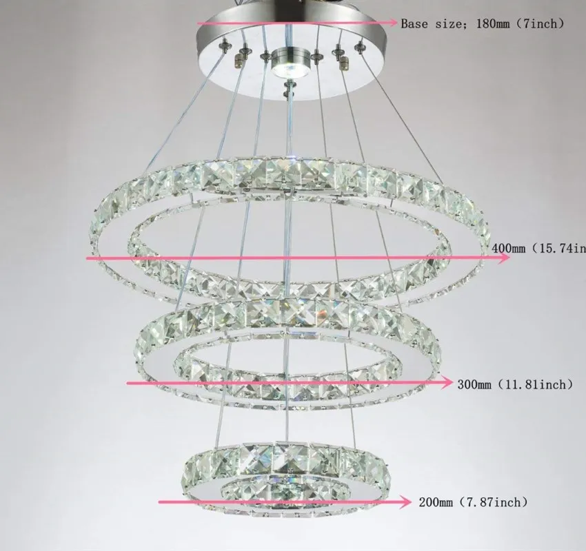 Современный Хромированный Светодиодный светильник с кристаллами, бриллиантовым кольцом, подвесной светильник из нержавеющей стали, регулируемый светодиодный светильник