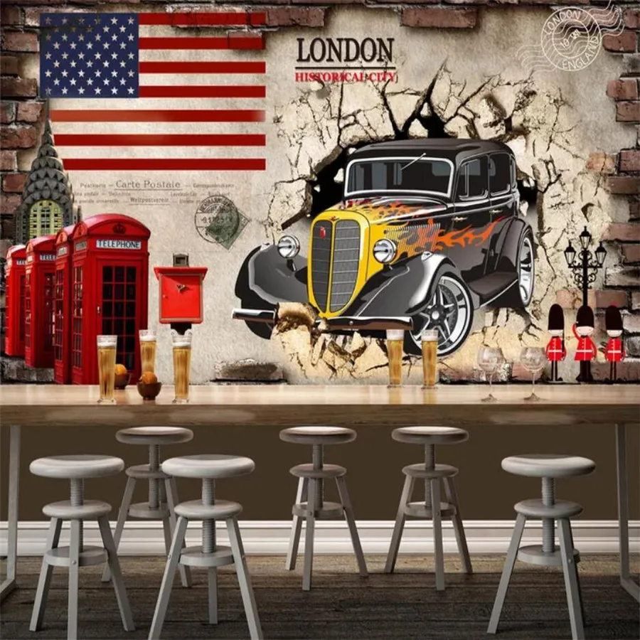 

Custom murals papel de parede 3d wallpaper large retro cub mural graffiti music background wall living room restaurant wallpaper