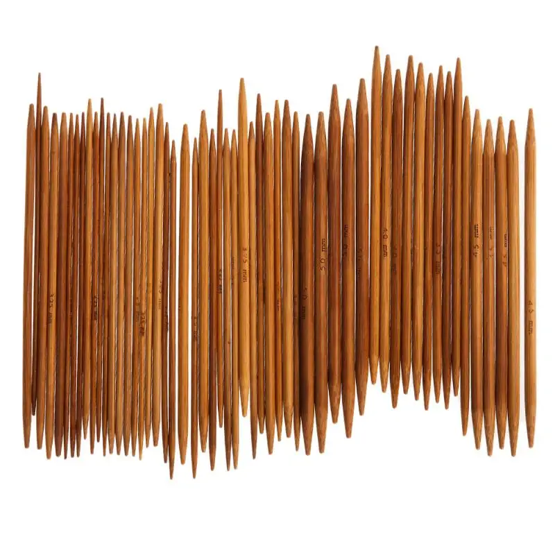 55 шт., 11 размеров, двойные заостренные вязальные спицы из карбонизированного бамбука, крючки для вязания, набор ручных вязальных инструментов, иглы для рукоделия