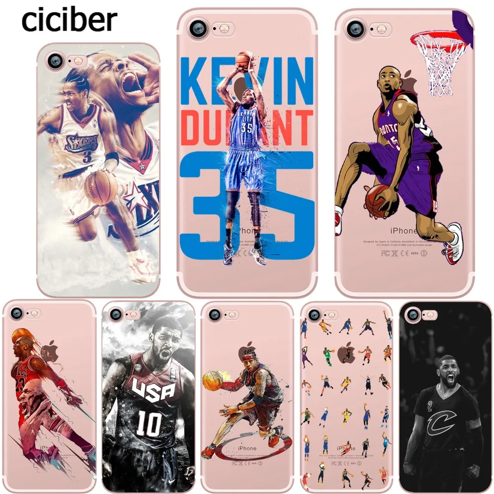 

Phone Case Durant Curry Irving Westbrook Basketball for Apple iphone 7 6S 6 8 PLUS 5S 5 SE X 10 Transparent Silicone Capa Fundas