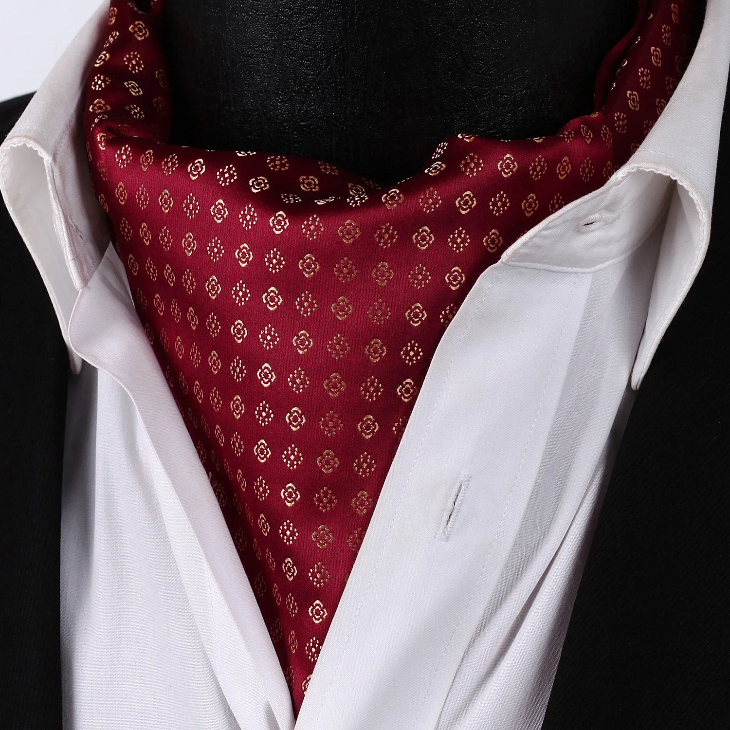 RF118RS вечерние классический свадебный квадратный Карманный Красный Золотой Цветочный горошек Мужской Шелковый шейный платок Аскот галстук носовой платок Набор