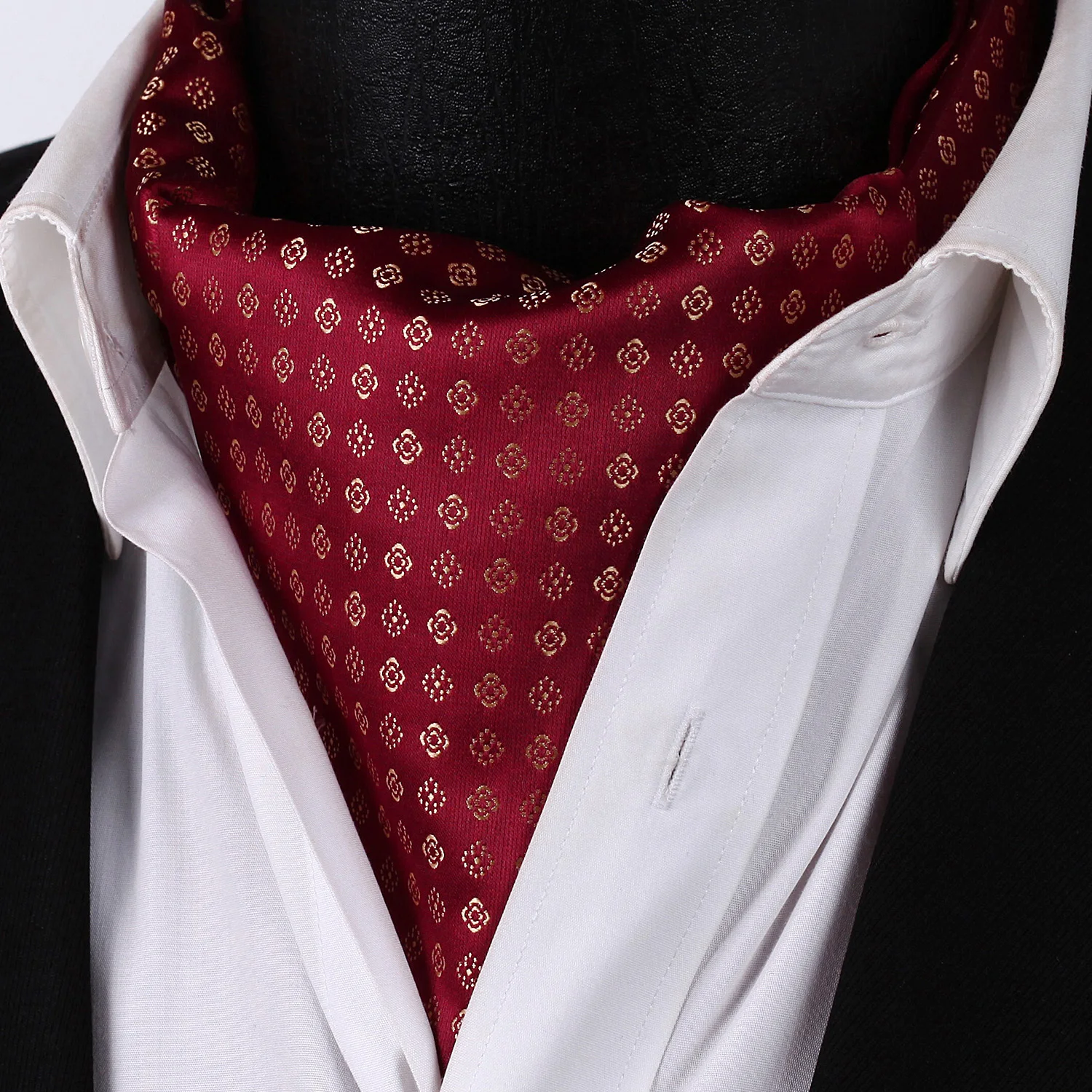  RF118RS Party Classic Pocket Square Wedding Red Golden Floral Dot Men Silk Cravat Ascot Tie Handker