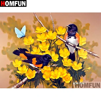 

HOMFUN 5D Diamond Embroidery Needlework Kit "Flower and Bird" Diy Diamond Painting Cross Stitch Home Decoration Gift A07675