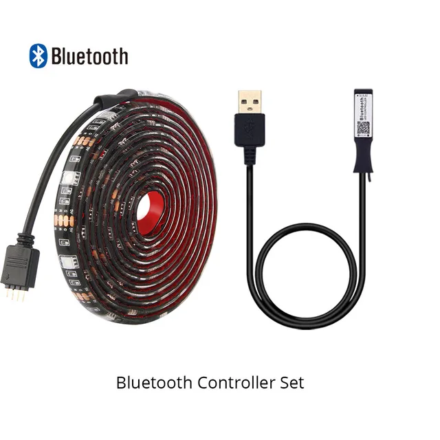 Bluetooth usb Светодиодная лента 5050 rgb гибкий светодиодный светильник dc5v с управлением через приложение для телевизора, светодиодный светильник с подсветкой, датчик звука, музыкальная лента - Испускаемый цвет: Bluetooth Set