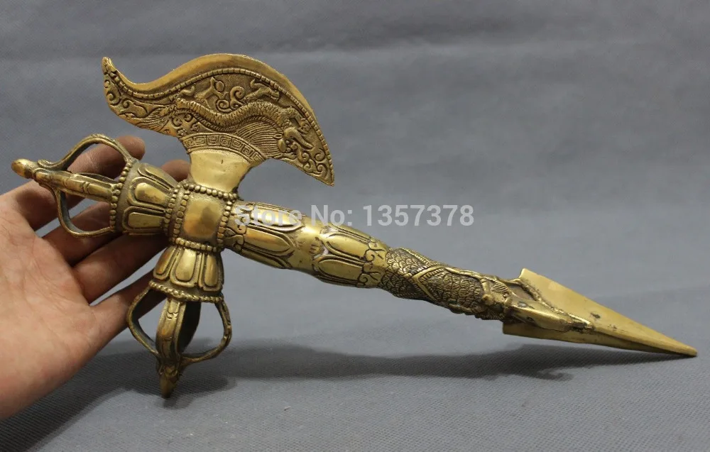 

shitou 00967 30CM Tibet Tibetan Bronze FengShui Fly Dragon Statue Buddhism Phurpa Talismans