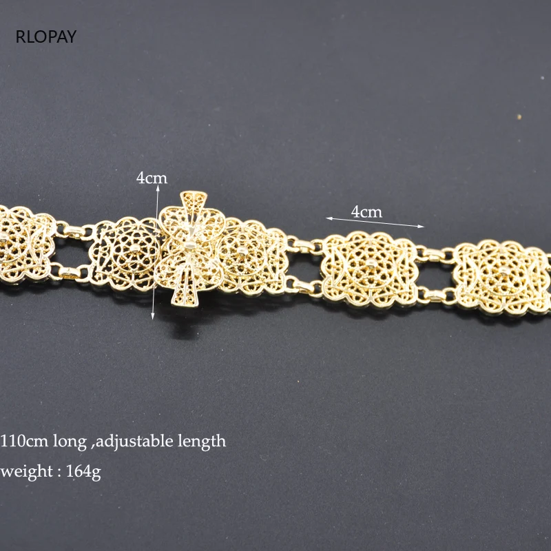 Полый цветочный дизайн детская поясная цепь в золотой Европейский ювелирные изделия для тела для дам Регулируемая длина