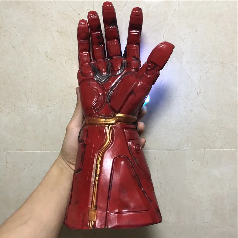 1:1 Endgame Железный человек Тони Старк светодиодный светильник Thanos Gauntlet камень косплей перчатки Гибкие пальцы латекс