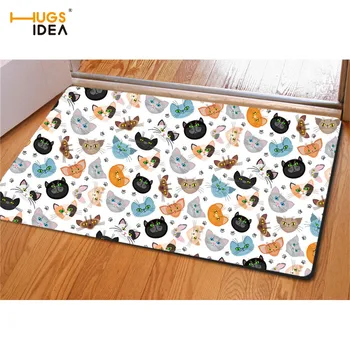 

HUGSIDEA Lovely Cartoon Cat Pattern Carpet for Living Room Kids Bedroom Decor Flannel Mats Outdoor Entrance Doormat Rugs Carpets