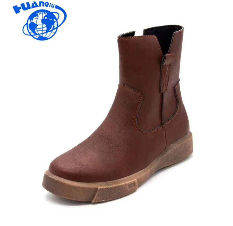 

HUANQIU 2018 autumn and winter new large size women's boots non-slip warm women's boots students boots ZLL328