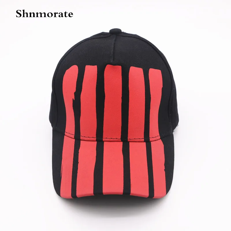Classy Striped Red Black Adjustable Casual Baseball Cap Men&Women