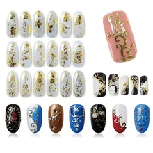 Beauty Gril DIY Decoration Tools 108Pcs 3D Silver/Gold Nail Art Stickers Decals Stamping Sep 12