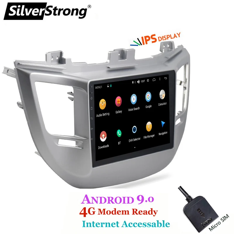 SilverStrong автомобильный DVD ips радио Android9.0 4G модем для hyundai Tucson IX35 2016 2017 мультимедиа