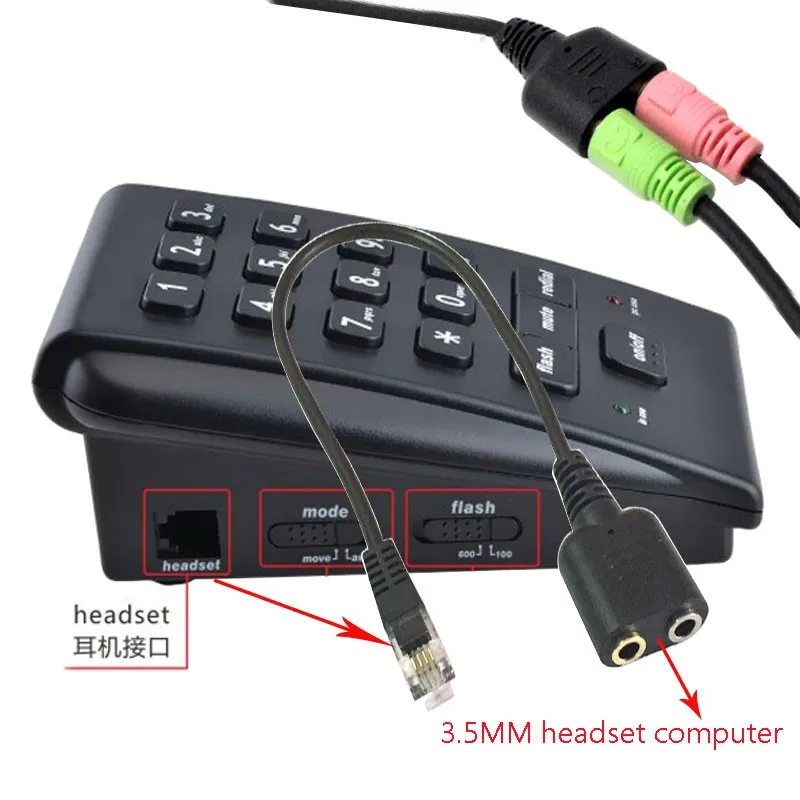 

10PCS/lot Headset Cable Female to RJ9 RJ45 Jack Adapter Convertor PC Headset Telephone Using Brand New 20cm