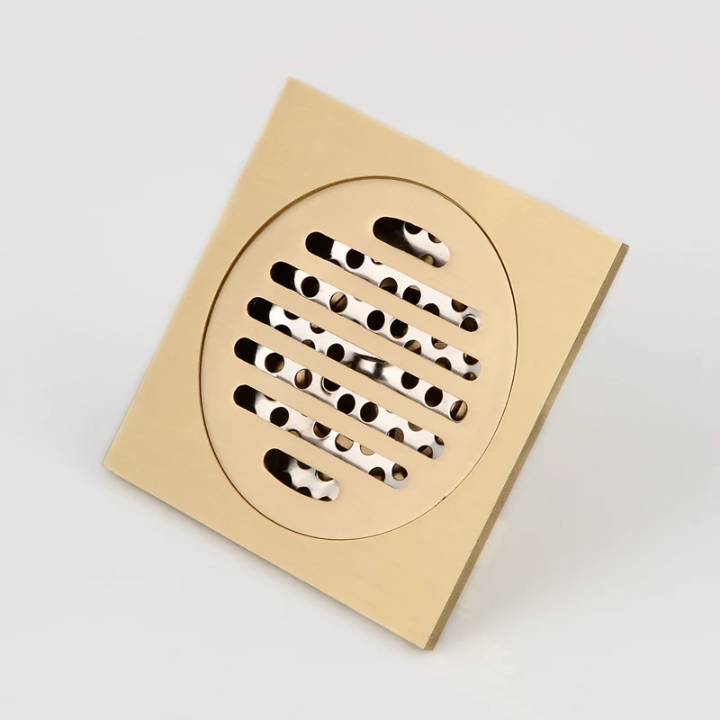 Floor Drain Gold Cover Square Balcony Washroom Bathroom Shower Drainer Strainer Anti-odor Brass Tile Insert Floor Waste Grates Floor Drain Gold Cover Square Balcony Washroom Bathroom Shower Drainer Strainer Anti-odor Brass Tile Insert Floor Waste Grates