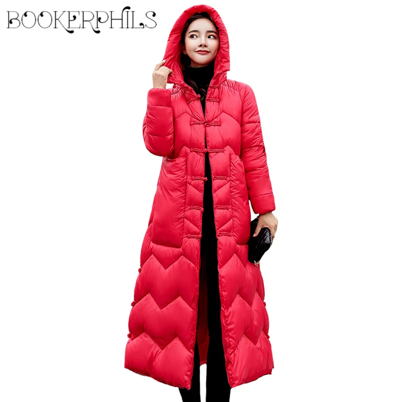 

2019 New X-long Parkas Female Women Winter Coat Hooded Thicken Padded Cotton Jacket Parkas for Women Winter Thick Warm Outwear