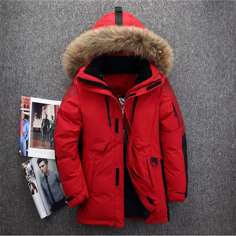 

Mens Down Coats Polyester Winter Jackets Thick Casual Outerwear Windproof Handsome -20C Warm Regular Parkas And Coats Hooded